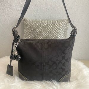 Coach Black Monogram Hobo Shoulder Bag